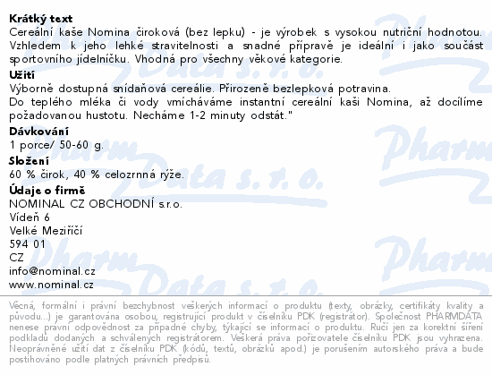 Nomina cereální kaše čiroková 300g