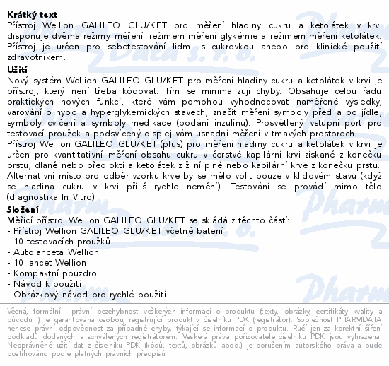 Wellion GALILEO GLU/KET glukometr set žlutý