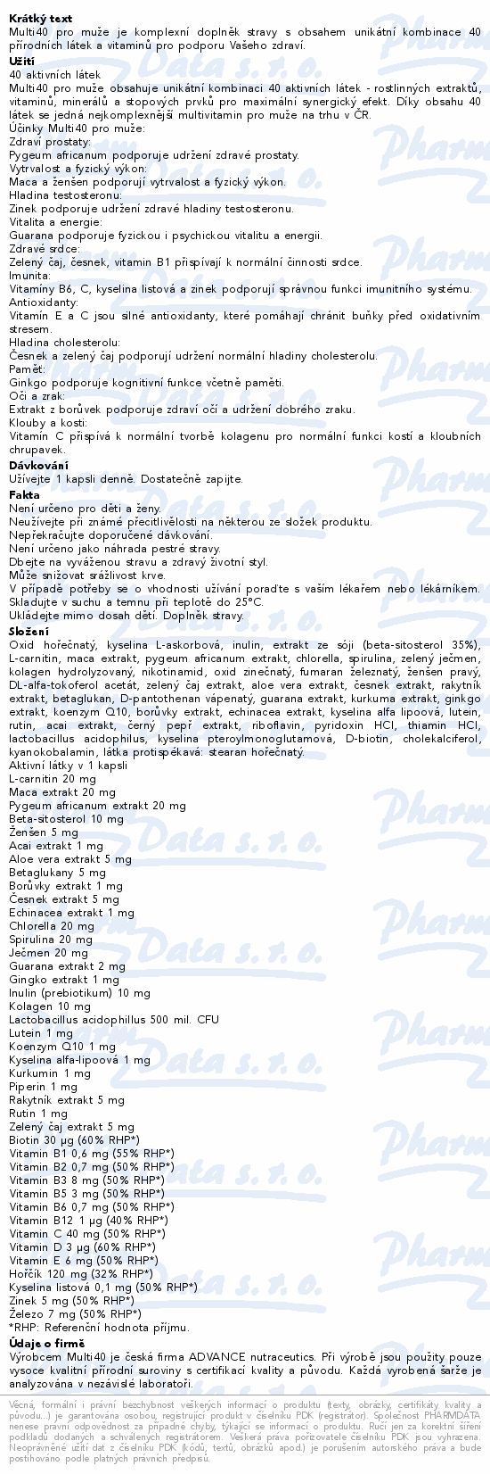 ADVANCE Multi40 multivitamín pro muže cps.90