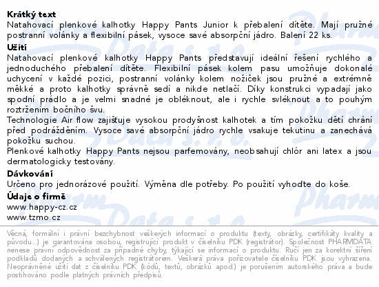 Happy Pants Junior plenkové kalhotky 11-18kg 22ks