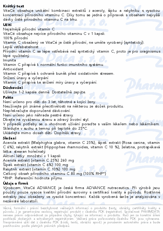 ADVANCE VitaCé přírodní vitamin C cps.60