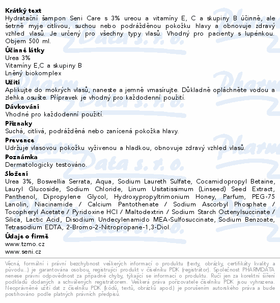 Seni Care hydratační šampon s 3% ureou 500ml