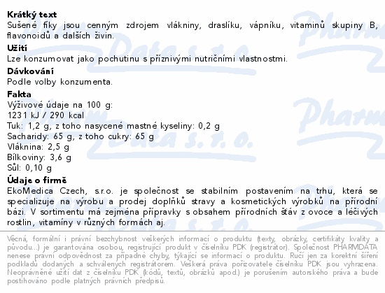 Fíky sušené 250g EkoMedica