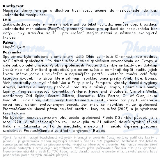 Duracell DA13 baterie do naslouchadel 6ks