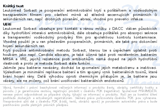 Leukomed Sorbact pooperační krytí 8x15cm 20ks