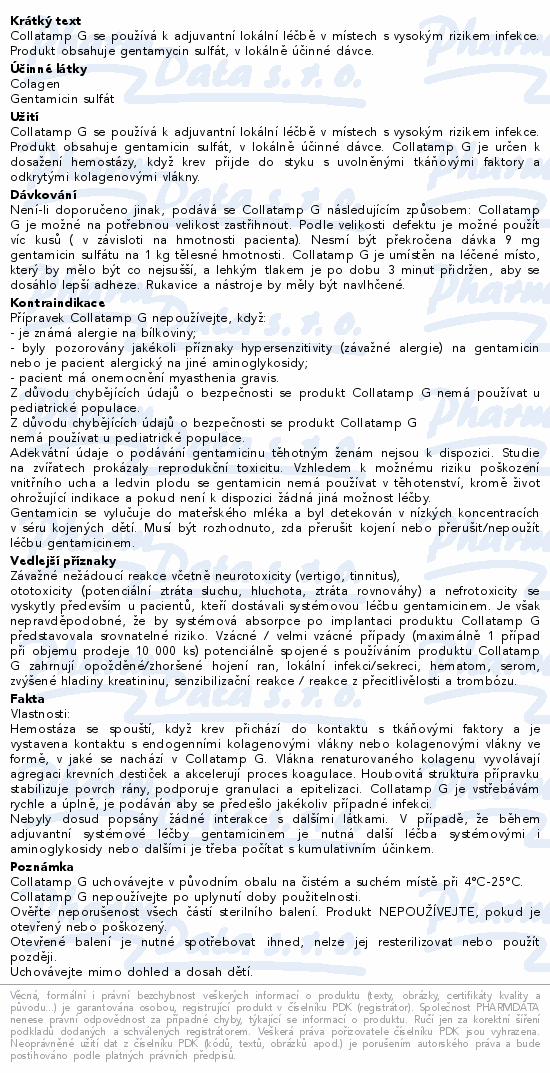 Collatamp G hemostat.kolag.houbička 5x5x0.5cm 50mg