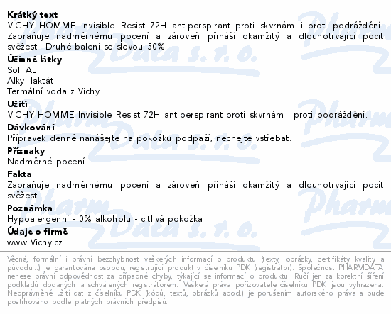 VICHY HOMME Invisible Resist detranspirant 2x50ml