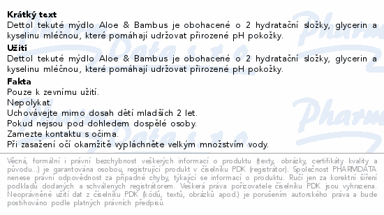 DETTOL Tekuté mýdlo náhr.náplň Aloe a Bambus 500ml