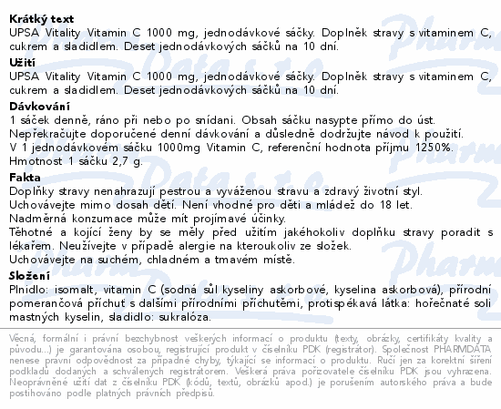 UPSA Vitamin C 1000 mg sáčky 10x2.7g