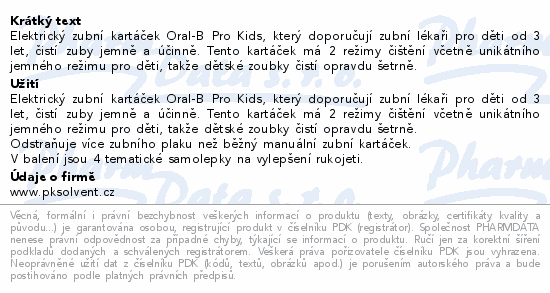 Oral-B Pro Kids 3+ Spiderman elektrický kartáček