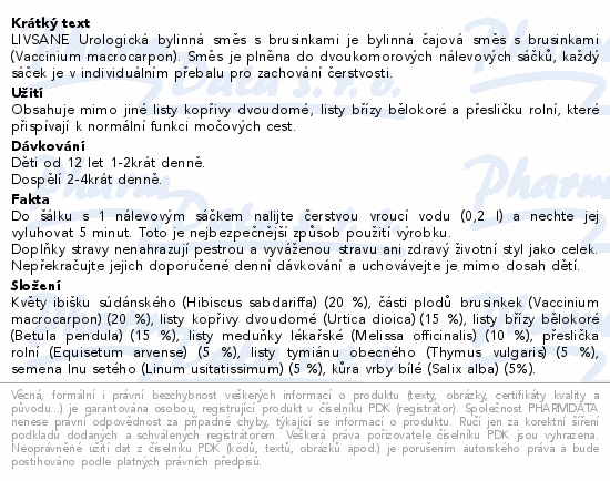 LIVSANE Urolog.bylinná směs s brusinkami 20x1.8g