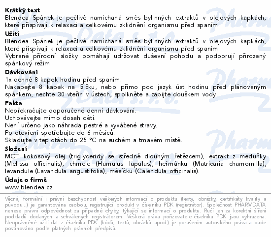 Blendea Spánek olejové kapky 10ml
