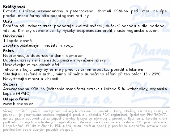 Blendea Ashwagandha Premium KSM-66 cps.60