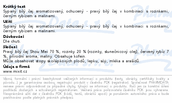 Mixit MixiTea Showman Malina Bílý čaj 40g