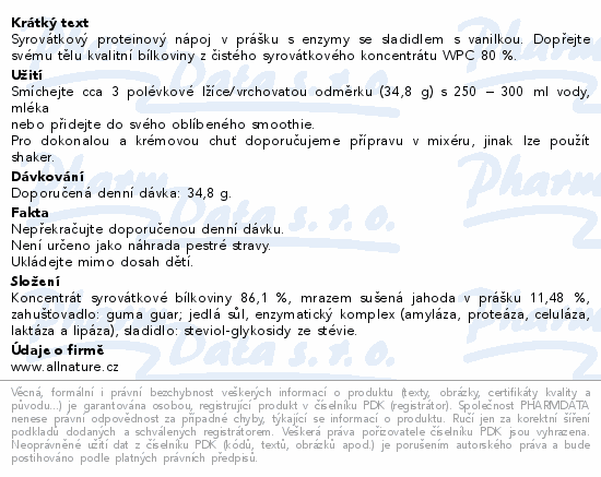 Allnature Sportlab WHEY Protein jahoda 1000g