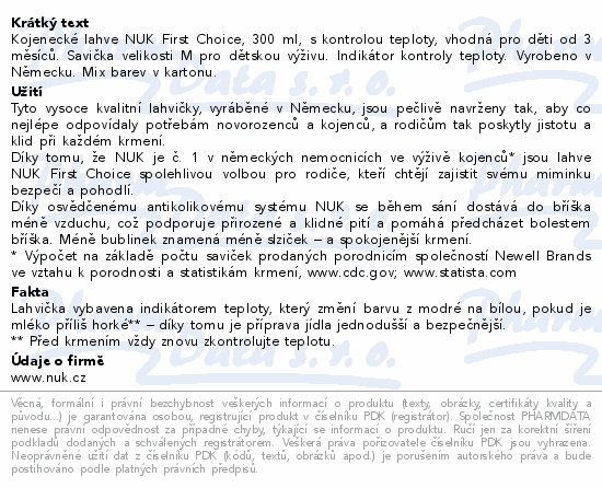 NUK First Choice láhev 300ml 3+m mix barev