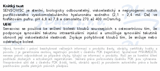 SENSOVISC 75mg/3ml intraartikulární injekce