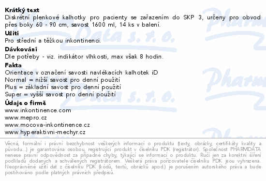 iD Pants Sensitive S Extra Plus 14ks