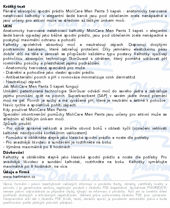 Hartmann MoliCare Men absorpční kalh.5k M 8ks