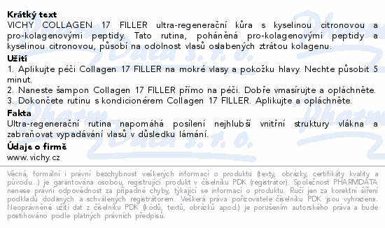 VICHY DERCOS Collagen filler 17 kůra 150ml