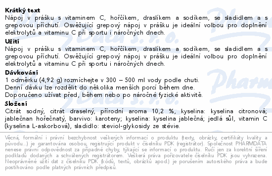 Allnature Sportlab Elektrolyty grapefruit 295g