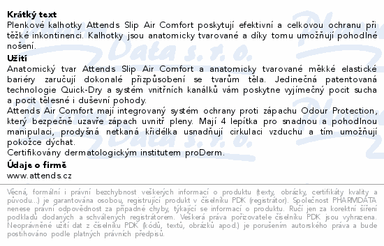 Kalhotky absorp.Attends Slip Air Comfort 8 M 30ks