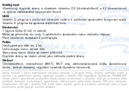 Adelle Davis Liposomal vitamin D3+K2 200ml