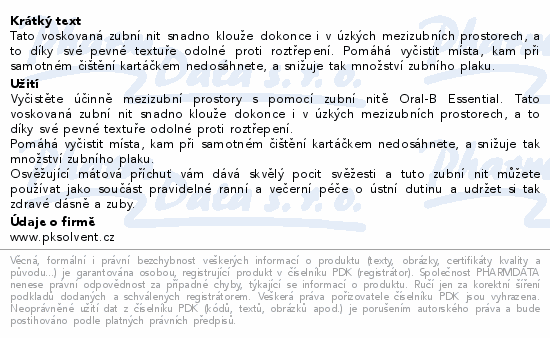 Oral-B Essential dentální nit Mint 2x50m