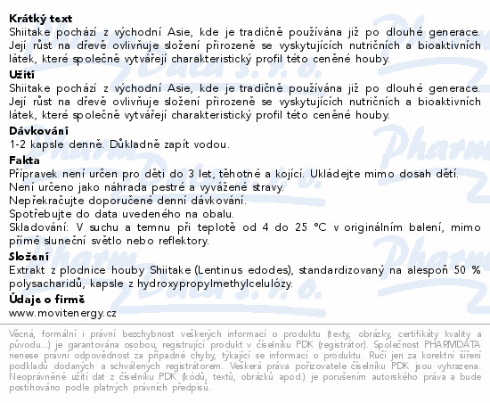 MOVit Shiitake 50% polysacharidů 500mg cps.90