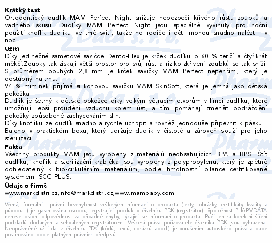 MAM Dudlík Perfect Night box 16+m mátový/šedý 2ks