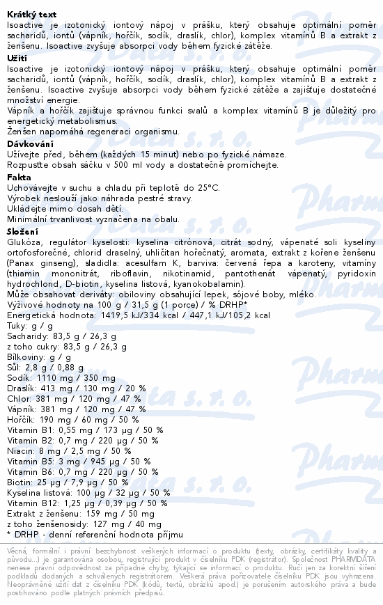 ActivLab Isoactive iont.nápoj ženš.grep.20x31.5g