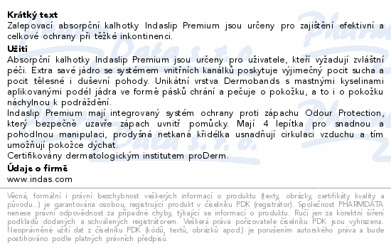 Kalhotky absorpční Indaslip Premium 10+ L 20ks