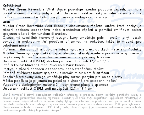 Mueller Wrist Brace ortéza na zápěstí one size
