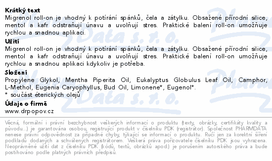 Dr.Popov Migrenol roll-on masážní olej 10ml