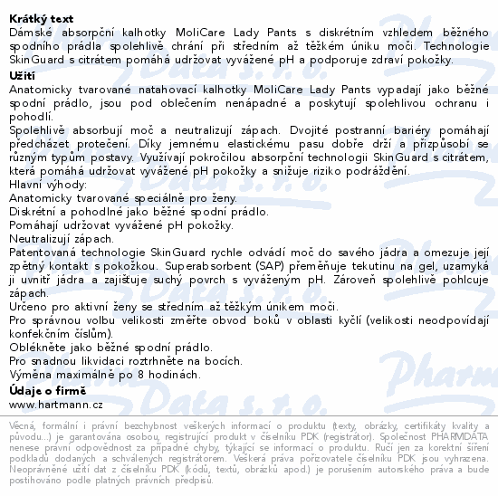 MoliCare Lady Pants inkont.kalhotky 7 kapek M 8ks