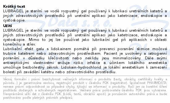 Lubragel lubrikační gel s lidokainem 25x12.5g