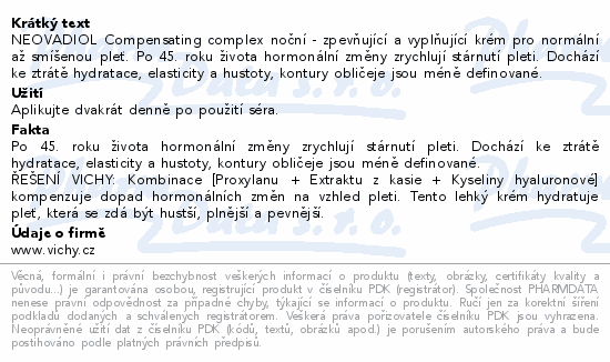 VICHY NEOVADIOL Compensating complex noční kr.50ml