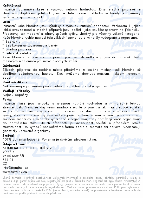 Nomina cereální kaše pohanková 300g