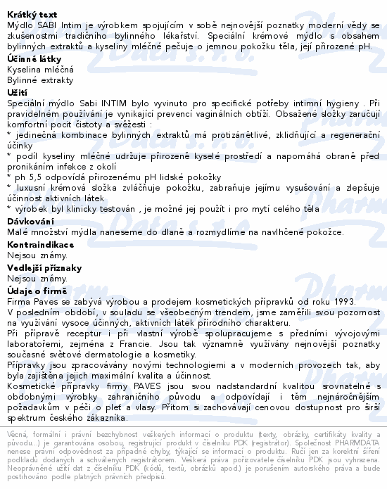 Sabi INTIM herbal jemné mýdlo 220ml