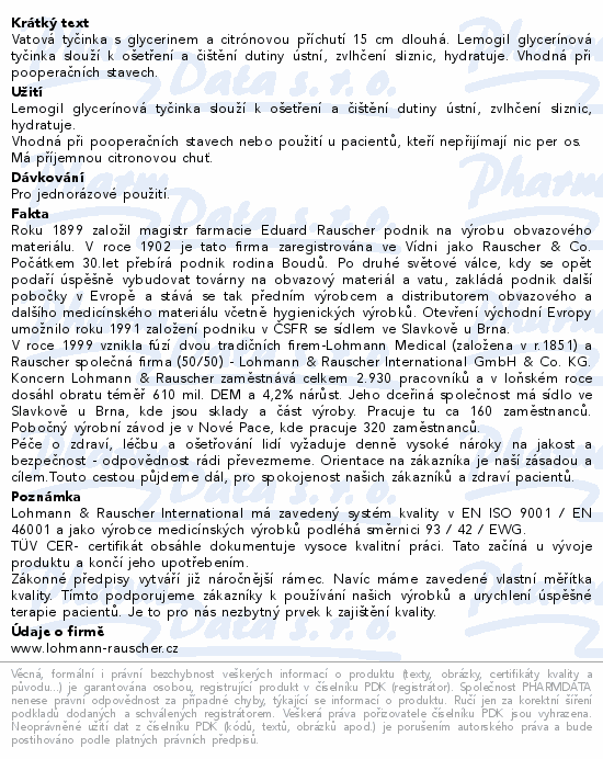 Vatové tyčinky s glycerinem Lemon-Swab 25x3ks