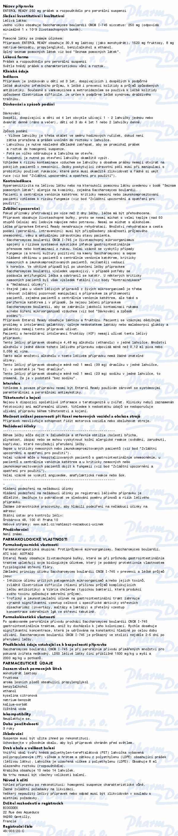 ENTEROL READY 250mg por.plq.sus.10+10x8ml