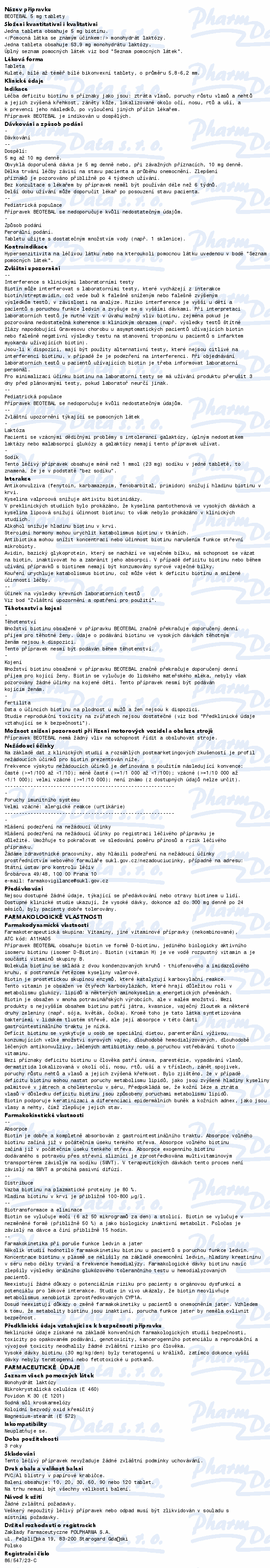 Beotebal 5mg tbl.nob.30